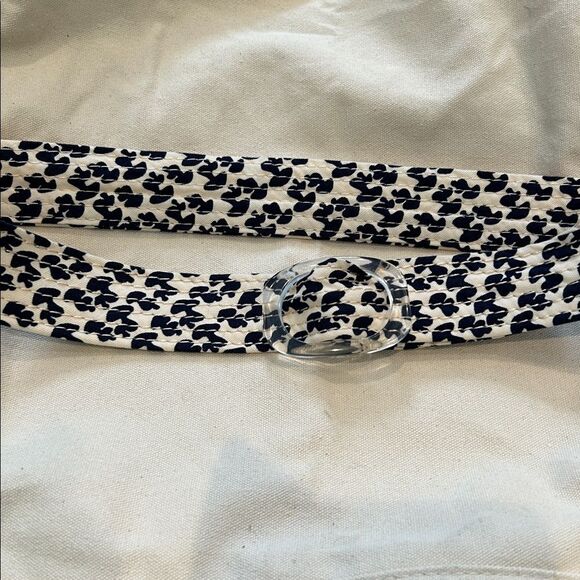 J. Crew blue/cream, little mushroom Print Belt small/medium new without tags - Picture 3 of 5